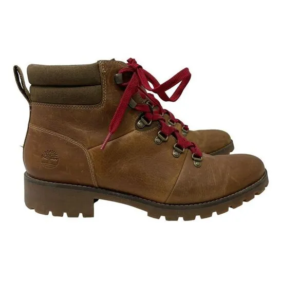 Timberland 11 Ellendale Mid Hiker Boot Wheat Brown Red Full Grain Womens