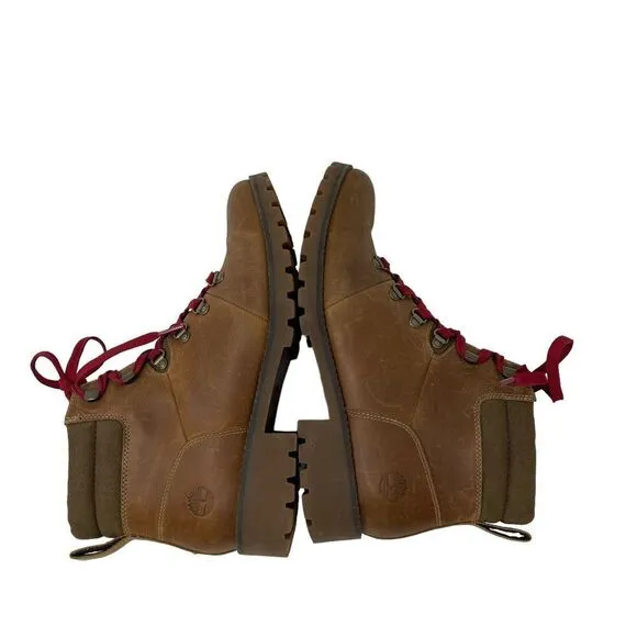 Timberland 11 Ellendale Mid Hiker Boot Wheat Brown Red Full Grain Womens