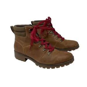 Timberland 11 Ellendale Mid Hiker Boot Wheat Brown Red Full Grain Womens