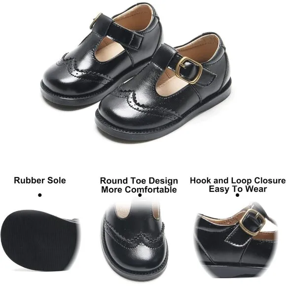 Toddler Little Girl Mary Jane Dress Shoes B368-black