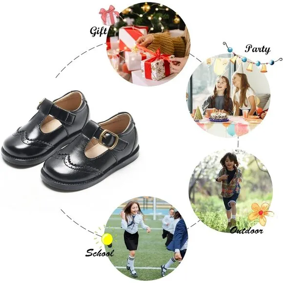 Toddler Little Girl Mary Jane Dress Shoes B368-black