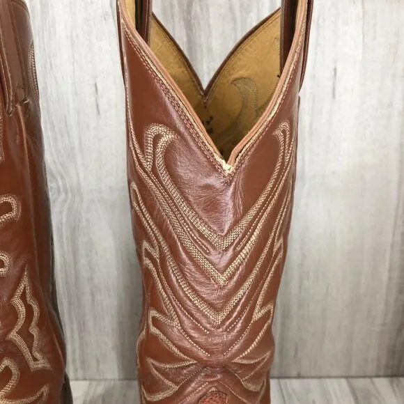 Tony Lama Boots Mens 8D Brown Lizard Pull On Western Cowboy Boots