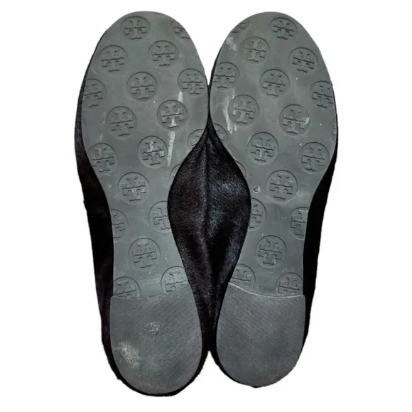 Tory Burch Reva Brown Gold Animal Fur Ballet Flat Womens Size 7 Slip On Ballet