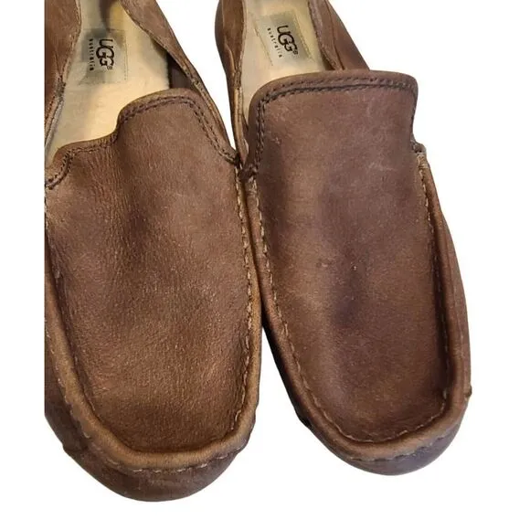 UGG Stout Brown Hunley Leather Loafers Driving Shoes | 1006477 Men's | 11