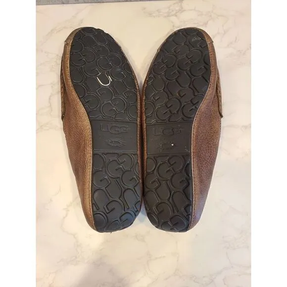 UGG Stout Brown Hunley Leather Loafers Driving Shoes | 1006477 Men's | 11