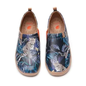 UIN Men's Walking Shoes Slip On Microfiber Comfort Loafers (Jungle Imagination)