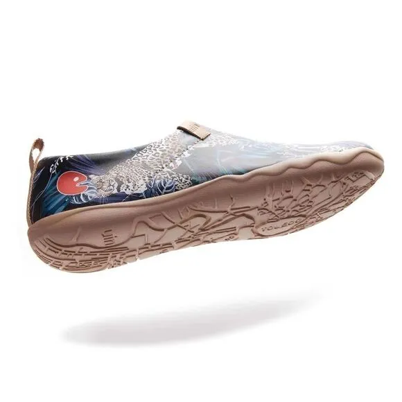 UIN Men's Walking Shoes Slip On Microfiber Comfort Loafers (Jungle Imagination)