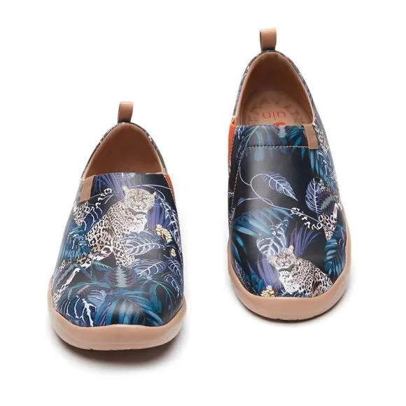 UIN Men's Walking Shoes Slip On Microfiber Comfort Loafers (Jungle Imagination)