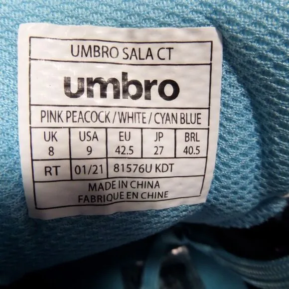 Umbro Sala Ct Peacock Pink and Blue Soccer Cleats Men's Shoes Size 9