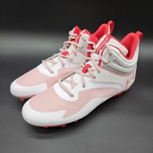 Under Amour (Mens 12) Command MC Mid Lacrosse Shoes Red White Lace Up Cleats New