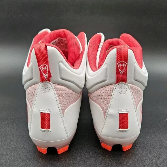 Under Amour (Mens 12) Command MC Mid Lacrosse Shoes Red White Lace Up Cleats New