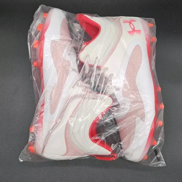 Under Amour (Mens 12) Command MC Mid Lacrosse Shoes Red White Lace Up Cleats New