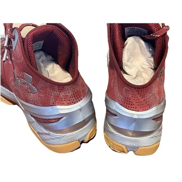 Under Armour Curry 2 Retro UA Domaine Red Silver Gum 3026052-601 Men’s Sz 12