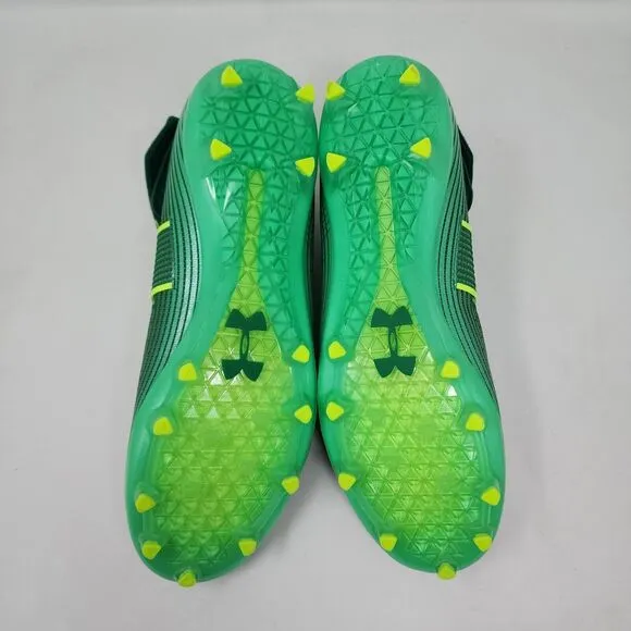 Under Armour Football Cleats Mens 9 Green Highlight MC Logo Spell Out Striped