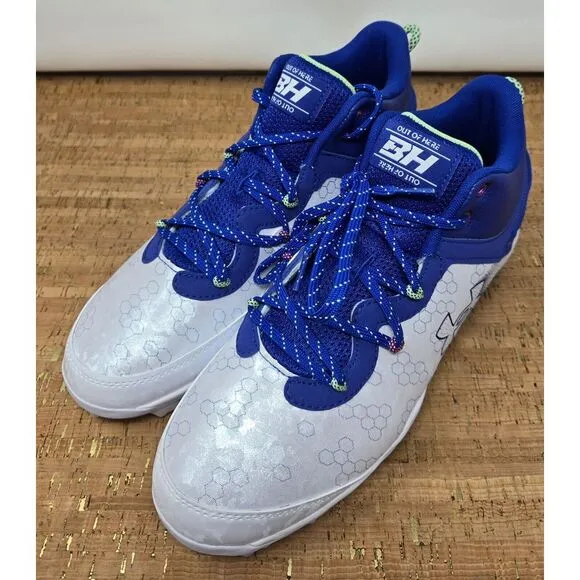Under Armour Harper 8 Baseball Cleats Men 10 Blue White Lace Up Mid Top Molded