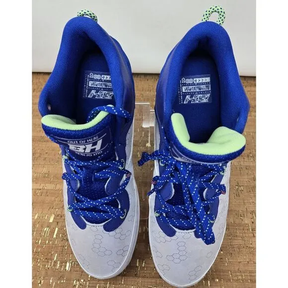 Under Armour Harper 8 Baseball Cleats Men 10 Blue White Lace Up Mid Top Molded