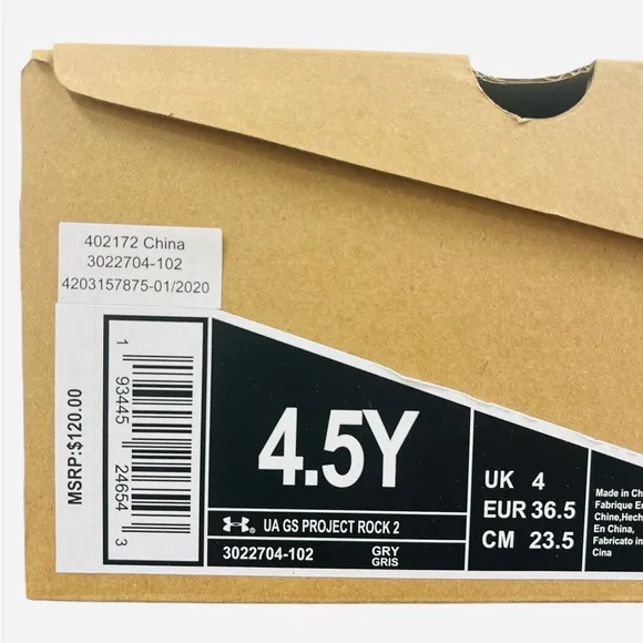 Under Armour HOVR Project Rock 2 Grey Run Shoes 3022704-102