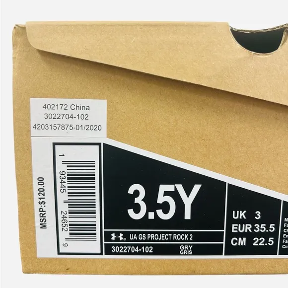 Under Armour HOVR Project Rock 2 Grey Run Shoes 3022704-102