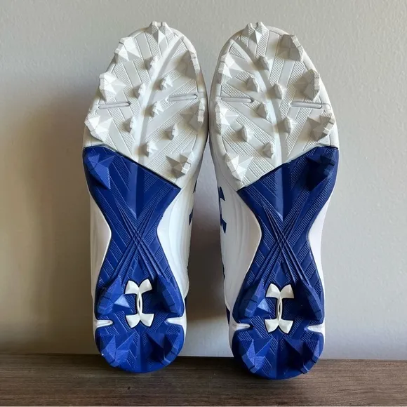 Under Armour Leadoff Mid RM Men's Baseball Blue / White Cleats Size 7 #848