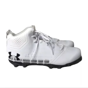 Under Armour Men Banshee Ripshot Mid White MC Lacrosse Cleats 1297352 101 Sz 13