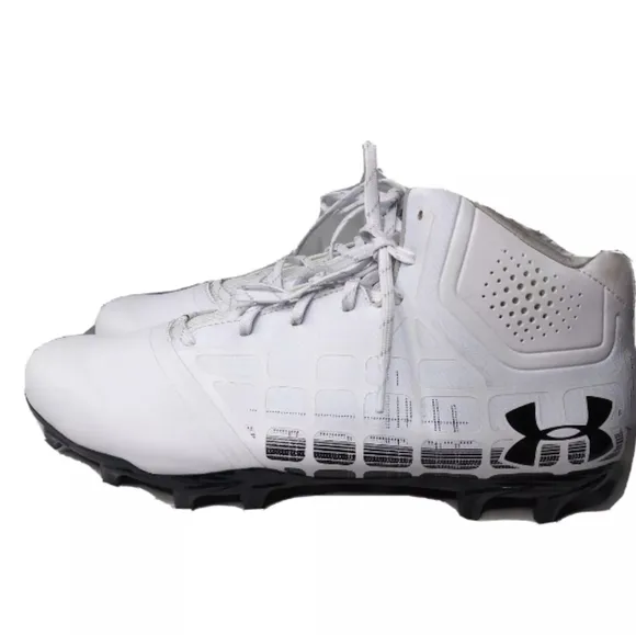 Under Armour Men Banshee Ripshot Mid White MC Lacrosse Cleats 1297352 101 Sz 13