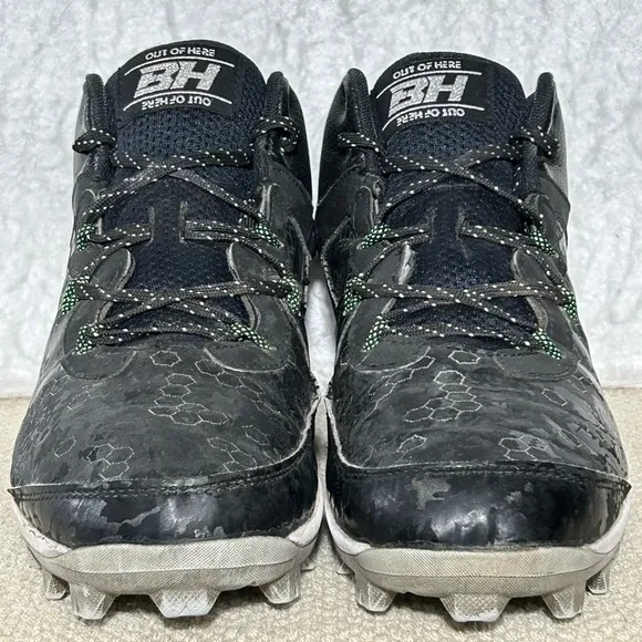 Under Armour Mens Black Harper Mid RM Baseball Softball Cleats Shoes SZ US 10.5