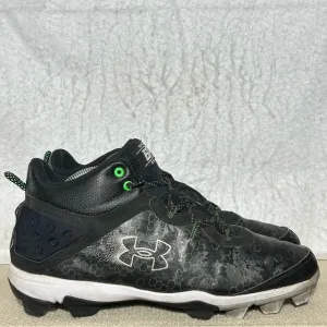 Under Armour Mens Black Harper Mid RM Baseball Softball Cleats Shoes SZ US 10.5