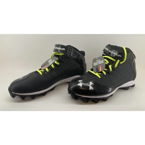 Under Armour Mens Crusher Mid 1235876-001 Black Football Cleats Size 13 NEW