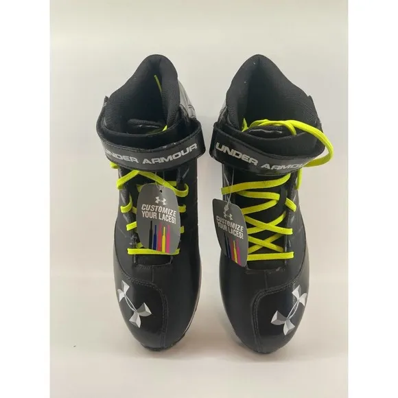 Under Armour Mens Crusher Mid 1235876-001 Black Football Cleats Size 13 NEW