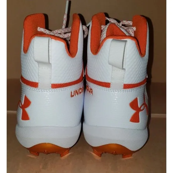 Under Armour Men's Hammer MC Football Cleats Size 10.5 White-Orange 3022836-117