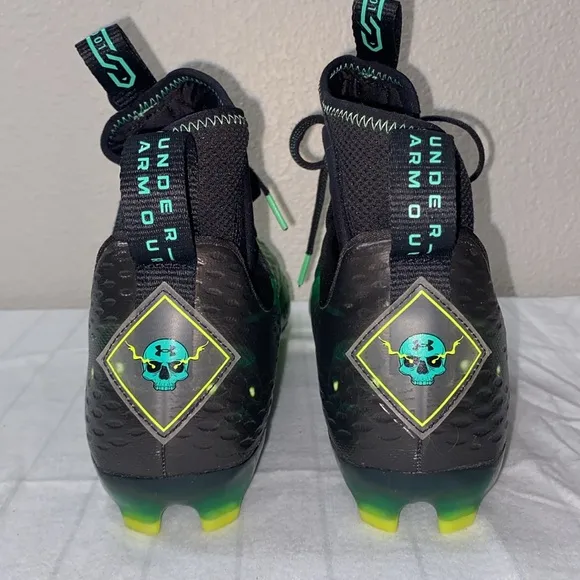 Under Armour Men's Spotlight Lux MC Le Mid Football Cleats - Black &amp; Green -SZ11