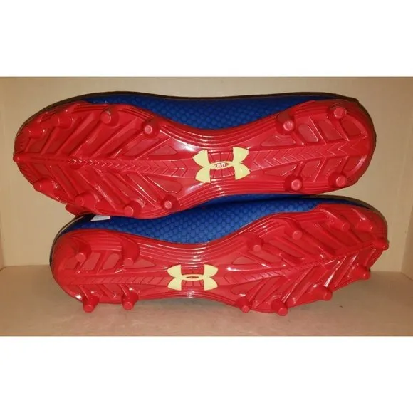 Under Armour Nitro Low Top Football Shoes Blue Red Men's Size 10 NWOB