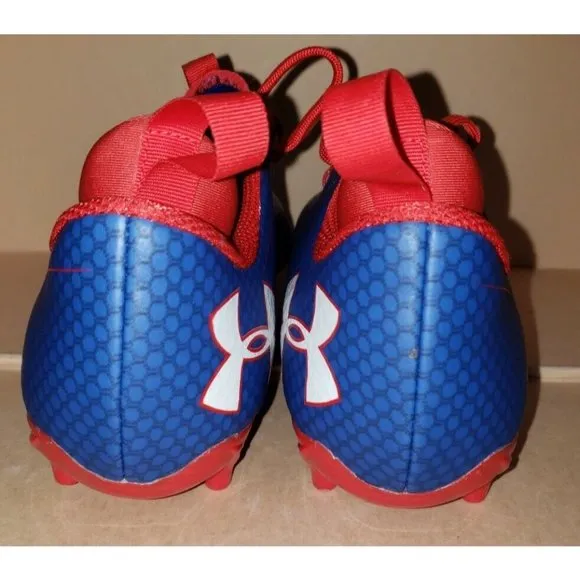 Under Armour Nitro Low Top Football Shoes Blue Red Men's Size 10 NWOB