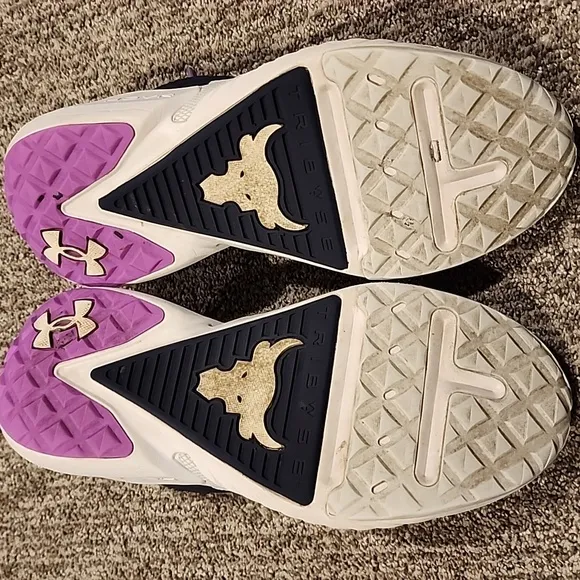 Under Armour Project Rock 5 disrupt Training Shoes White and Purple size 10