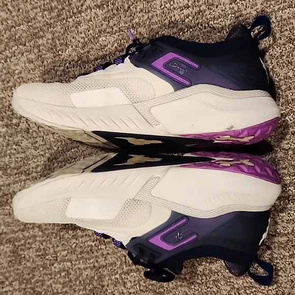 Under Armour Project Rock 5 disrupt Training Shoes White and Purple size 10