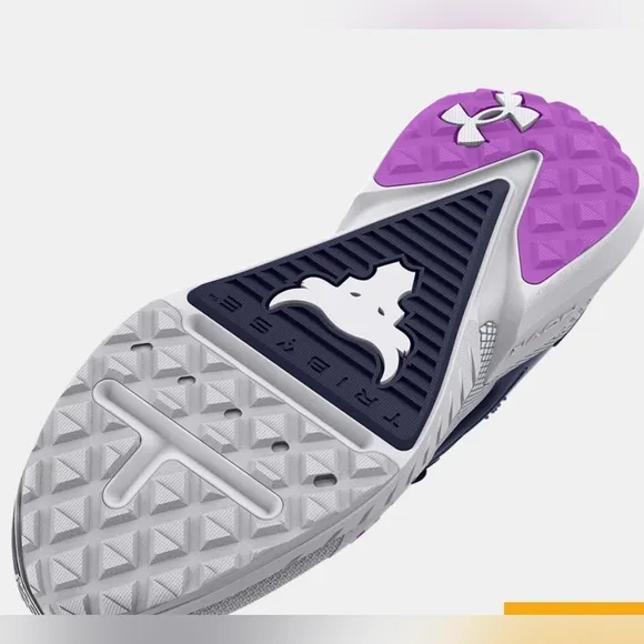 Under Armour Project Rock 5 disrupt Training Shoes White and Purple size 10