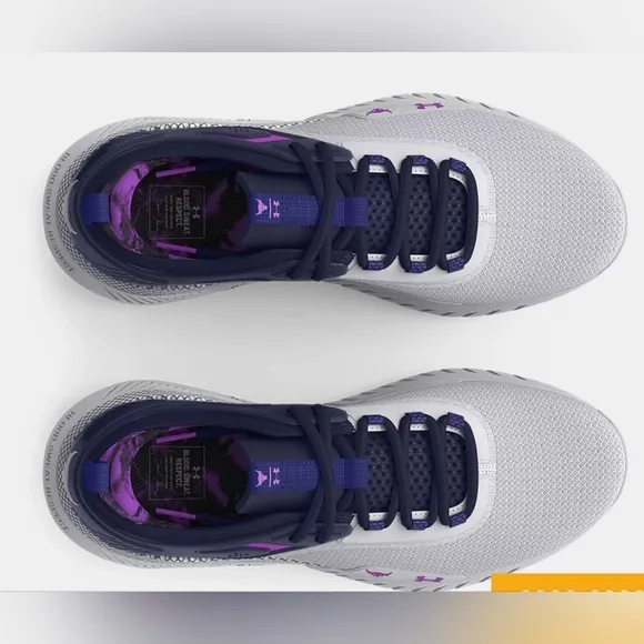 Under Armour Project Rock 5 disrupt Training Shoes White and Purple size 10