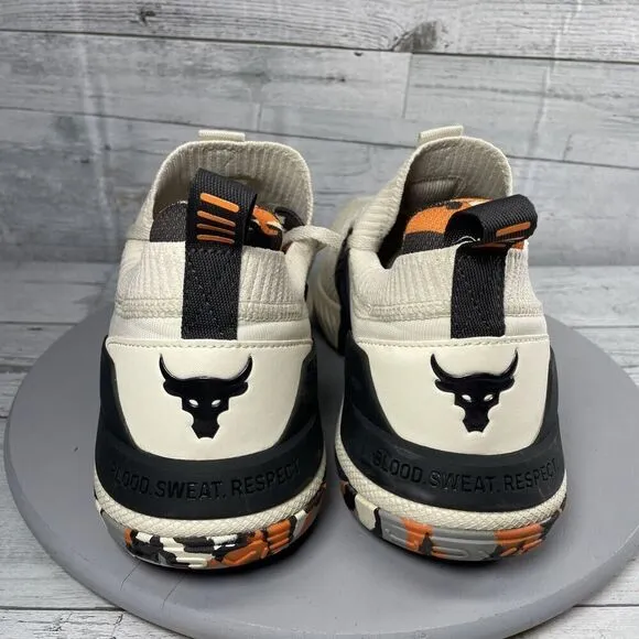 Under Armour Project Rock 4 Men’s Sz 11.5 Marble Orange gym HOVR Training Shoes