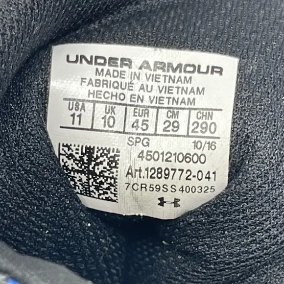 Under Armour Shoes Mens 11M‎ Blue Black Highlight LUX High Top Football Cleats