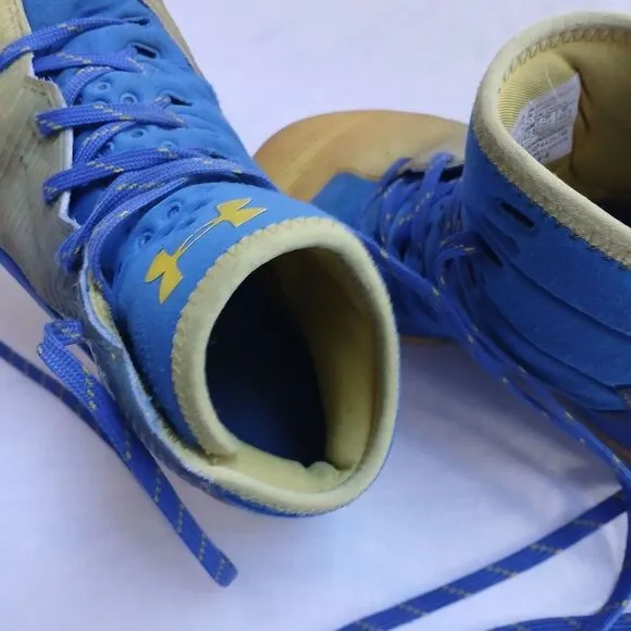 Under Armour Shoes Mens 8.5 Charged Curry 2.5 Yellow Blue Speckled High Top Boot