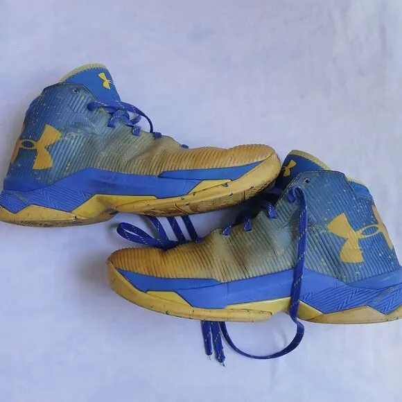 Under Armour Shoes Mens 8.5 Charged Curry 2.5 Yellow Blue Speckled High Top Boot