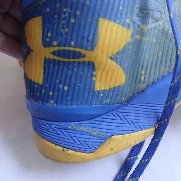 Under Armour Shoes Mens 8.5 Charged Curry 2.5 Yellow Blue Speckled High Top Boot