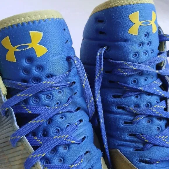 Under Armour Shoes Mens 8.5 Charged Curry 2.5 Yellow Blue Speckled High Top Boot