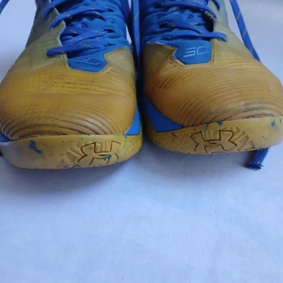 Under Armour Shoes Mens 8.5 Charged Curry 2.5 Yellow Blue Speckled High Top Boot