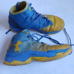 Under Armour Shoes Mens 8.5 Charged Curry 2.5 Yellow Blue Speckled High Top Boot