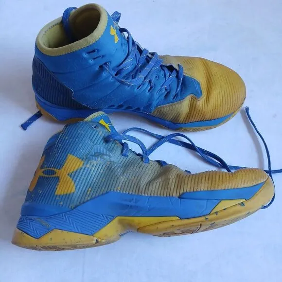 Under Armour Shoes Mens 8.5 Charged Curry 2.5 Yellow Blue Speckled High Top Boot