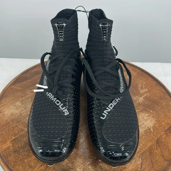 Under Armour Shoes Mens 9 Black Highlight 2 MC Knit Football Cleats SuperFoam