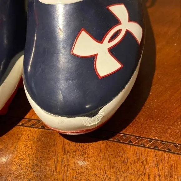 Under Armour Shoes New UaUnder Armour Cleats Mens Size13 Red White Blue EUC