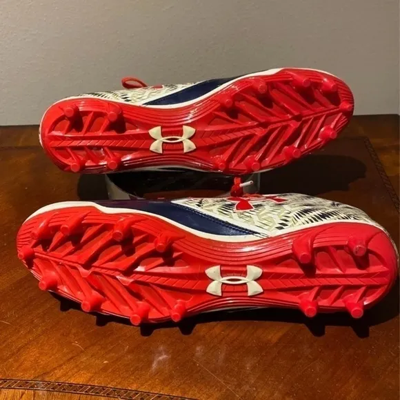 Under Armour Shoes New UaUnder Armour Cleats Mens Size13 Red White Blue EUC