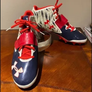 Under Armour Shoes New UaUnder Armour Cleats Mens Size13 Red White Blue EUC